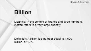 Billion Meaning