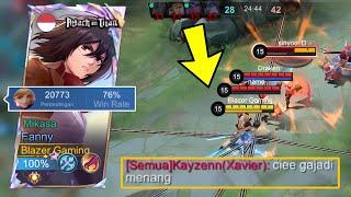 SOLO RANKED FANNY 20K MATCH HYPER CARRY TEAM!! HARD GAME ( Enemy Underestimate late game Fanny)