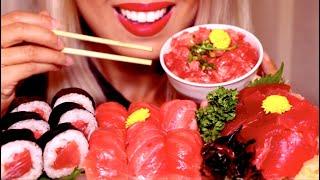 ASMR Eating Sashimi Sushi Toro FEAST | Sushi in Tokyo Japan *No Talking