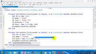 Create dynamic Textbox and Label in VB NET 2012