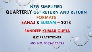 New Simplified 
Quarterly GST Return and return formats
SAHAJ & SUGAM – 2018