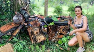 discovered and recovered repair an old Russian Minsk motorbike abandoned in the forest part 1