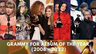 GRAMMY FOR ALBUM OF THE YEAR WINNERS AND NOMINEES FROM 2008 TO 2022