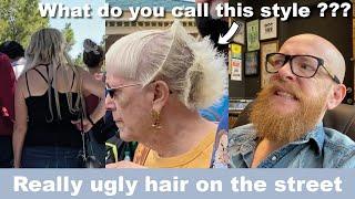 Hairdresser reacts to really Ugly hair on the street!!! #hair #beauty