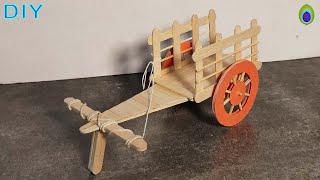 DIY How to make Toy Bullock Cart Miniature from Popsicle Stick | Ice creams stick Craft easy craft