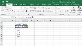 How to Convert  Minutes to Hours in Excel