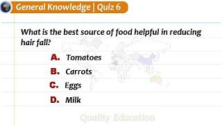 General Knowledge Quiz 6 (Food & Nutrition) | General Knowledge Trivia Questions and answers