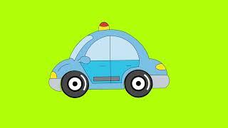 Cartoon Police Car Green Screen Background