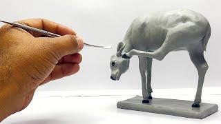 Clay modelling: How To Make Easy Clay Animal,How to make Deer with Clay