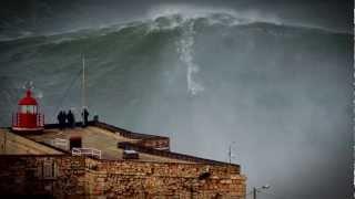 100ft World Record Wave, Garrett McNamara Surfing Nazare, Portugal