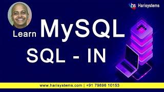 SQL Operators tutorial - IN Operator on SQL - SQL Tutorial with examples | Harisystems