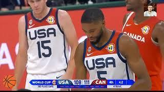 Mikal Bridges insane triple basket for OT  #FibaWC  Usa  Canada (10/09/2023)