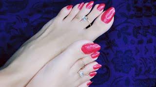 Painting my Long Toe Nails Toffee Pink Pedicure Tutorial | Long Toenails | ASMR Feet