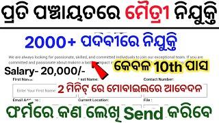 Odisha Panchayat Maitri Recruitment 2025 ! Odisha Panchayat Level Govt Jobs ! 10th Pass Maitri Job