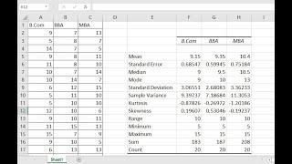 Descriptive Statistics in Excel 2016