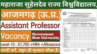 Assistant Professor Vacancy 2024 || Maharaja Suhel Dev State University, Azamgarh || Recruitment ||