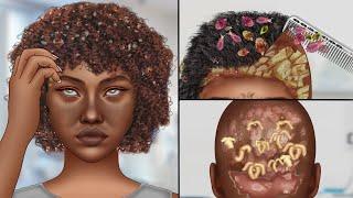 ASMR Relaxing dry scalp and head lice check for curly brown hair animation