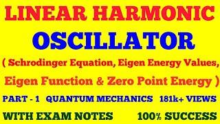 LINEAR HARMONIC OSCILLATOR IN QUANTUM MECHANICS || ONE DIMENSIONAL HARMONIC OSCILLATOR || PART - 1 |