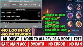 ML MOD MENU MLBB CHEAT NEW UPDATE - MAP HACK / UNLOCK ALL SKIN / NO KEY / NO EXPIRE / SAFE 100%