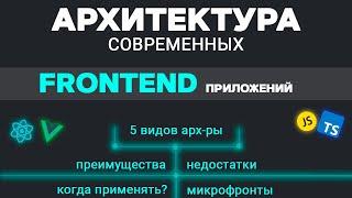 Архитектура современных FRONTEND приложений. 5 видов. Преимущества и недостатки