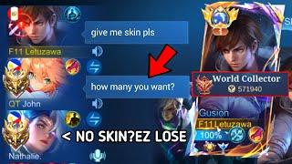 GUSION "NO SKIN" BUT WORLD COLLECTOR PRANK IN HIGH RANK!! (Open Mic)