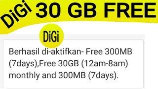 DiGi 30GB FREE (12am-8am) FREE Internet DiGi 30 GB 1 Hari.