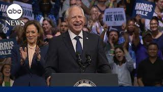 FULL:  Gov. Walz speaks at campaign rally after being announced as Harris' VP pick