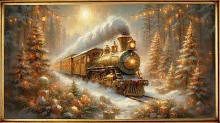 Vintage Holiday Train Screensaver | Vintage Christmas Postcard | Gold Frame TV Art | 4K 2 Hrs