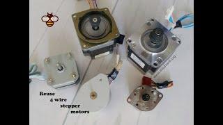 Identify 4 wires stepper motor coils to reuse It