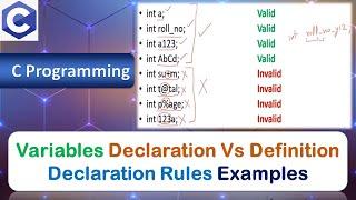 Variables Declaration Vs Definition | Variable Declaration Rules | Examples | C Programming Language