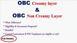 OBC Creamy & Non Creamy Layer Certificate | Full Details Explained | Rules Clarified