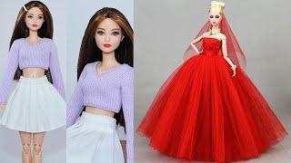 DIY Stunning Barbie Dresses |Barbie doll Hacks and Crafts | Doll dress making | Mini Dress | Fashion