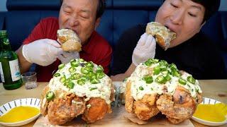 가마솥 치킨에 청양고추, 마요네즈소스 듬뿍듬뿍! 청양마요 치킨! (Fried chicken with chili, mayo sauce) 요리&먹방-Mukbang eating show