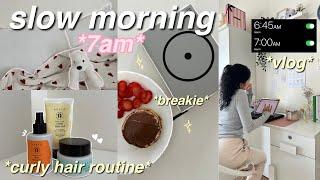 slow winter morning️️ waking up at 7am, hot girl walk, curly hair routine, breakfast & more!!