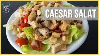 Caesar Salat mit Hähnchen und Croutons - Der Super Salat