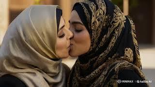 Muslim girls kiss before anyone notices | Lesbian Kissing Video