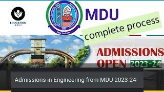 Admissions open in MDU ROHTAK for B.tech/B.e/Engineering in session 2023-24! Complete process!