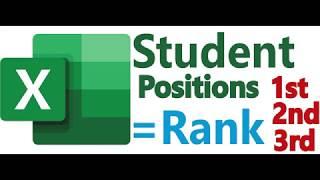 How to calculate students positions 1st, 2nd, 3rd upto nth in class with Excel