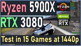 Ryzen 5900X + RTX 3080 |Test In 15 Games | High Settings  1440p | Tech MK