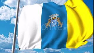 Waving Flag of Canary Islands an Autonomous Community in Spain | Motion Graphics - Videohive