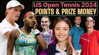 US Open Tennis 2024 Prize Money & Ranking Points of 16 Men's/Women's Singles Quarter Finalists.