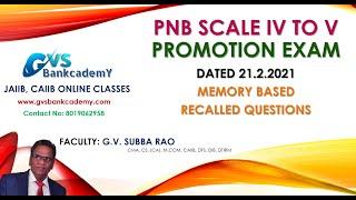 PNB SCALE IV to V PROMOTIONAL EXAM DATED 21/02/2021