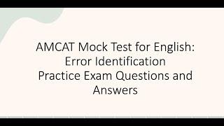AMCAT Mock Test for English: Error Identification Practice Exam Questions and Answers