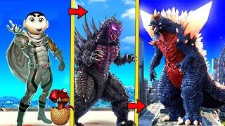 Franklin& ShinChanEscaping From the Fight of SharkZillaVs MegaGodzilla (Part-1)in Gta 5 Telugu