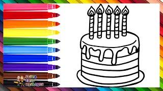 Draw And Color A Birthday Cake  Drawings For Kids