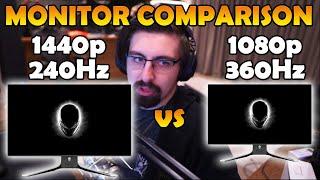 SHROUD comparing 360Hz to 1440p 240Hz monitor in Valorant