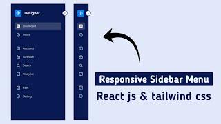 Responsive Sidebar with React js and tailwind css | React js and tailwind css tutorial