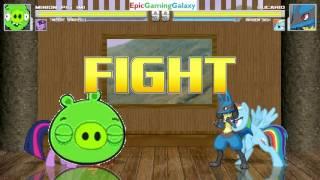 The Minion Pig & Twilight Sparkle VS Lucario The Pokemon & Rainbow Dash In A MUGEN Match / Battle