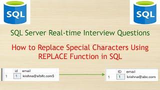 SQL Server Real-time Interview Questions - Replace Special characters using REPLACE in SQL