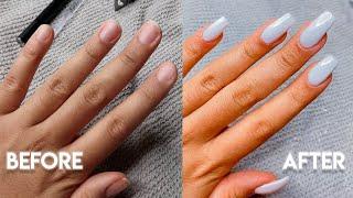 SUPER EASY POLY GEL NAIL SET WITH TIPS!! | DIY QUARANTINE LIFE